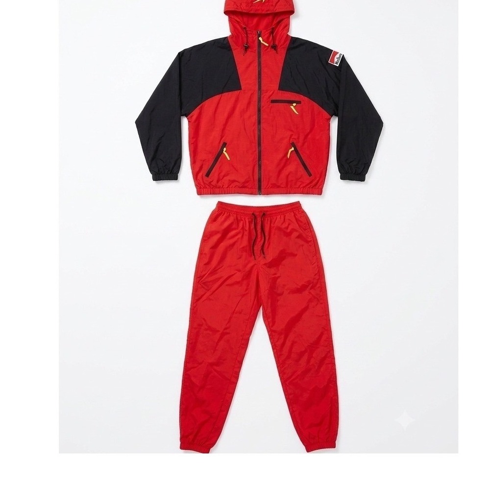 Vintage Marlboro Adventure Team Track Suit Red Black Nylon Windbreaker Set Large